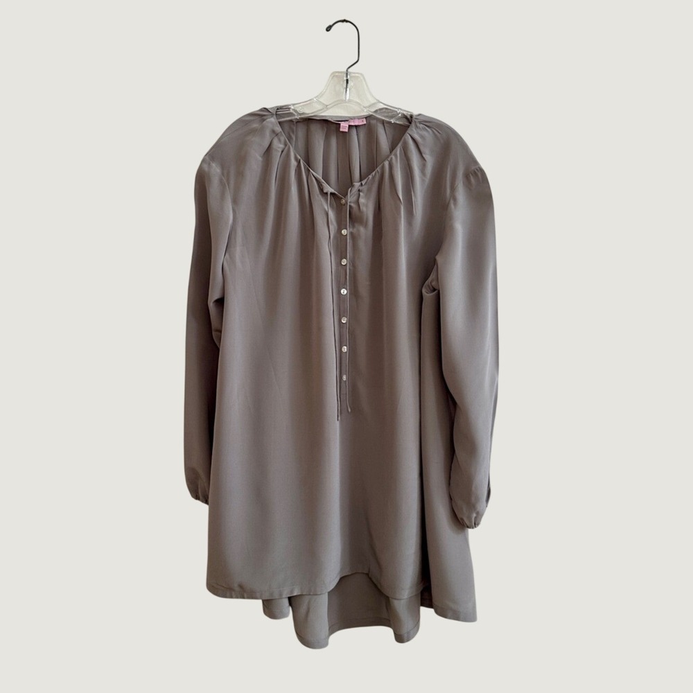 Calypso St. Bart Size Large Grey Silk Summer Spring Winter Fall Oversized Tunic